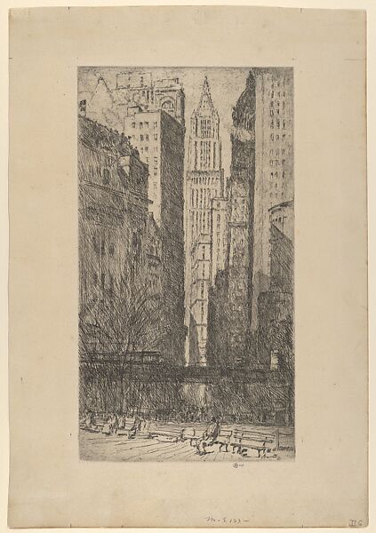 Battery Park, Childe Hassam (American, Dorchester, Massachusetts 1859–1935 East Hampton, New York), Etching with plate tone 