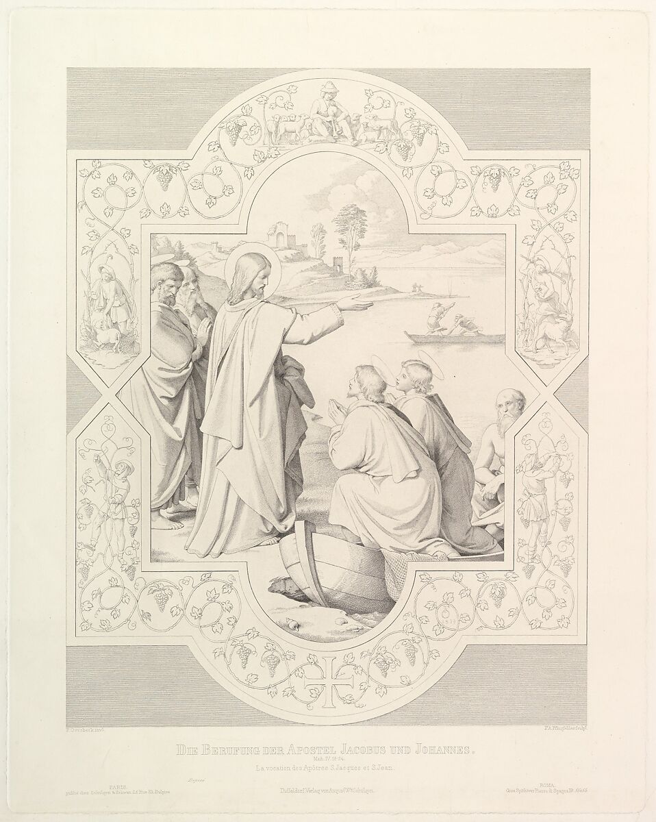 The Calling of the Apostles St. James and St. John, Friedrich August Pflugfelder (German, Bremen 1809–after 1856 Düsseldorf), Engraving 