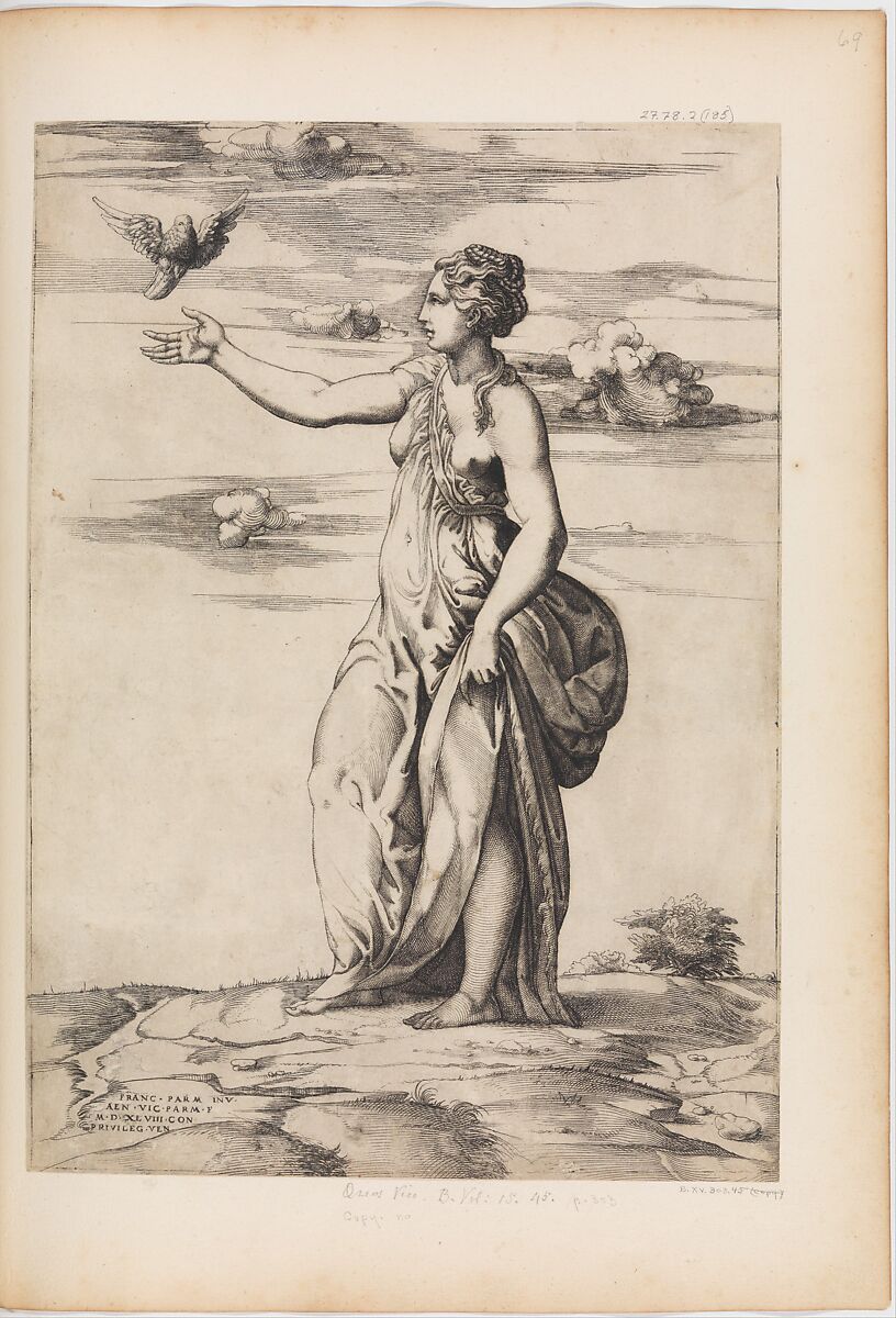 Proserpine Changing Aesculapius into an Owl, Enea Vico (Italian, Parma 1523–1567 Ferrara), Engraving 