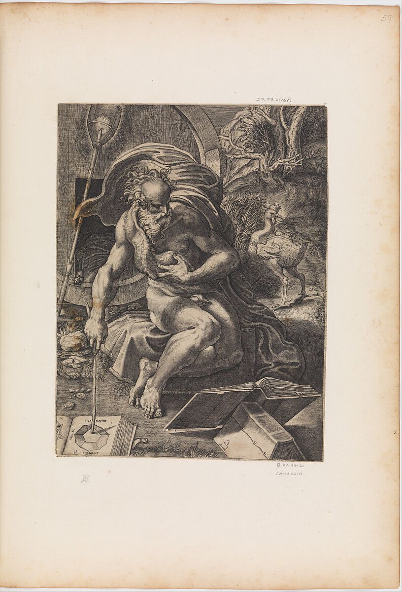 Diogenes, Engraved by Giovanni Jacopo Caraglio (Italian, Parma or Verona ca. 1500/1505–1565 Krakow (?)), Engraving 