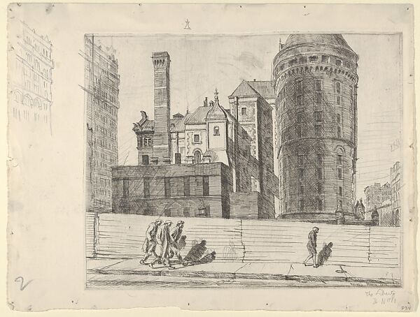 Tombs Prison, Reginald Marsh (American, Paris 1898–1954 Dorset, Vermont), Etching 