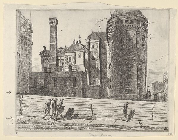 Tombs Prison, Reginald Marsh (American, Paris 1898–1954 Dorset, Vermont), Etching, touched proof 