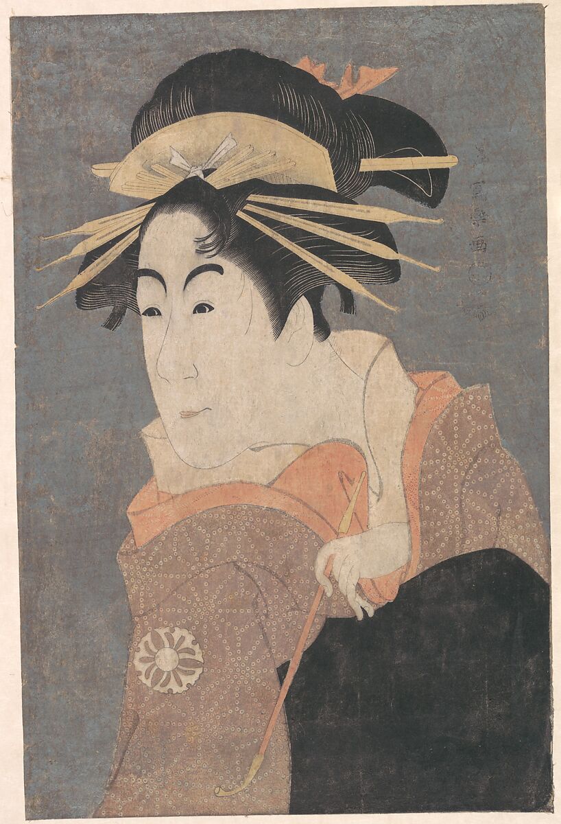 Matsumoto Yonesaburo as Kewaizaka no Shosho in the Play "Katakiuchi Noriyaibanashi", Tōshūsai Sharaku (Japanese, active 1794–95), Woodblock print; ink and color on paper, Japan 
