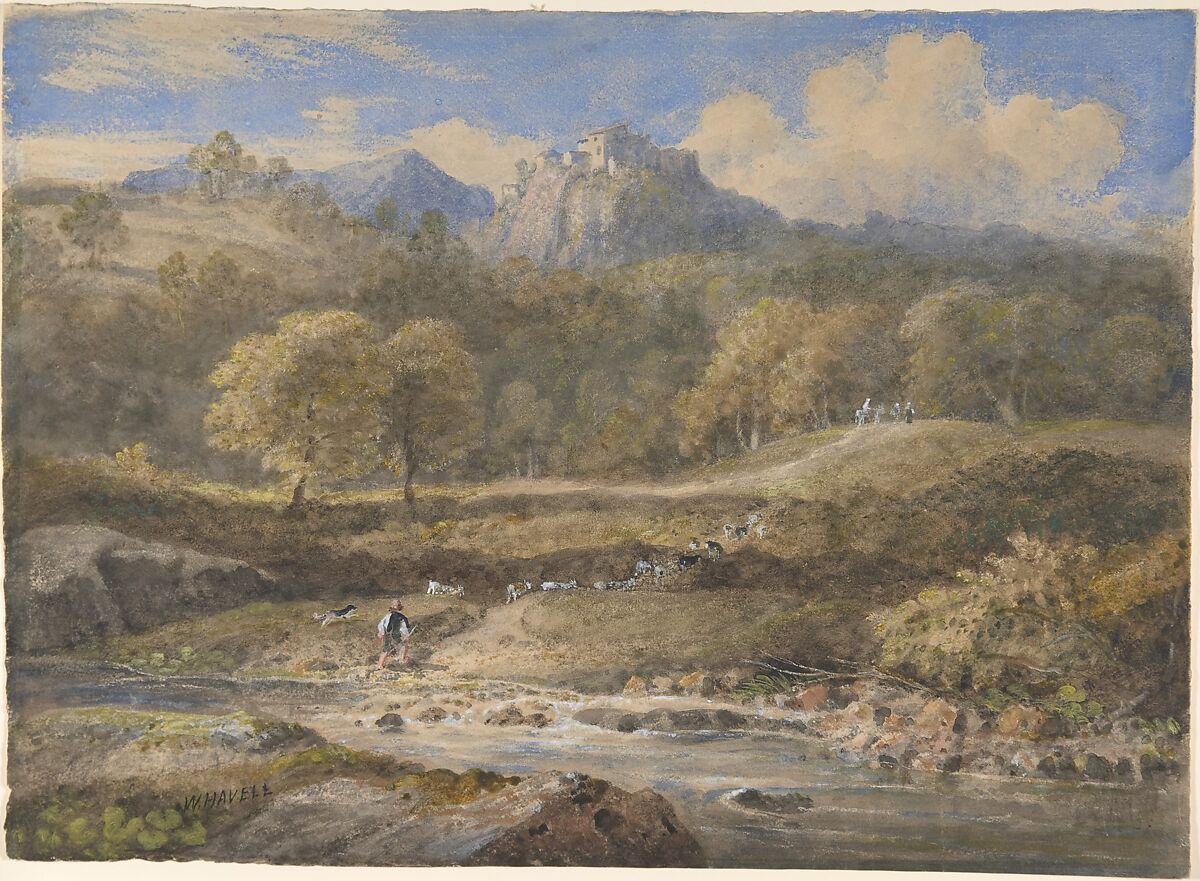 Licenza, near Rome: Horace's Villa, William Havell (British, Reading 1782–1857 London), Watercolor and gouache (bodycolor) over graphite 