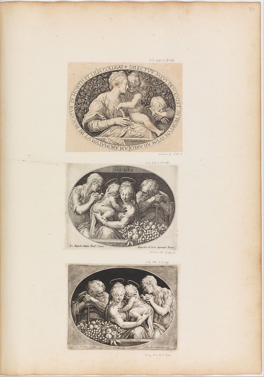 Mary with the Child and Joseph, Johann Sadeler I (Netherlandish, Brussels 1550–1600/1601 Venice), Engraving 