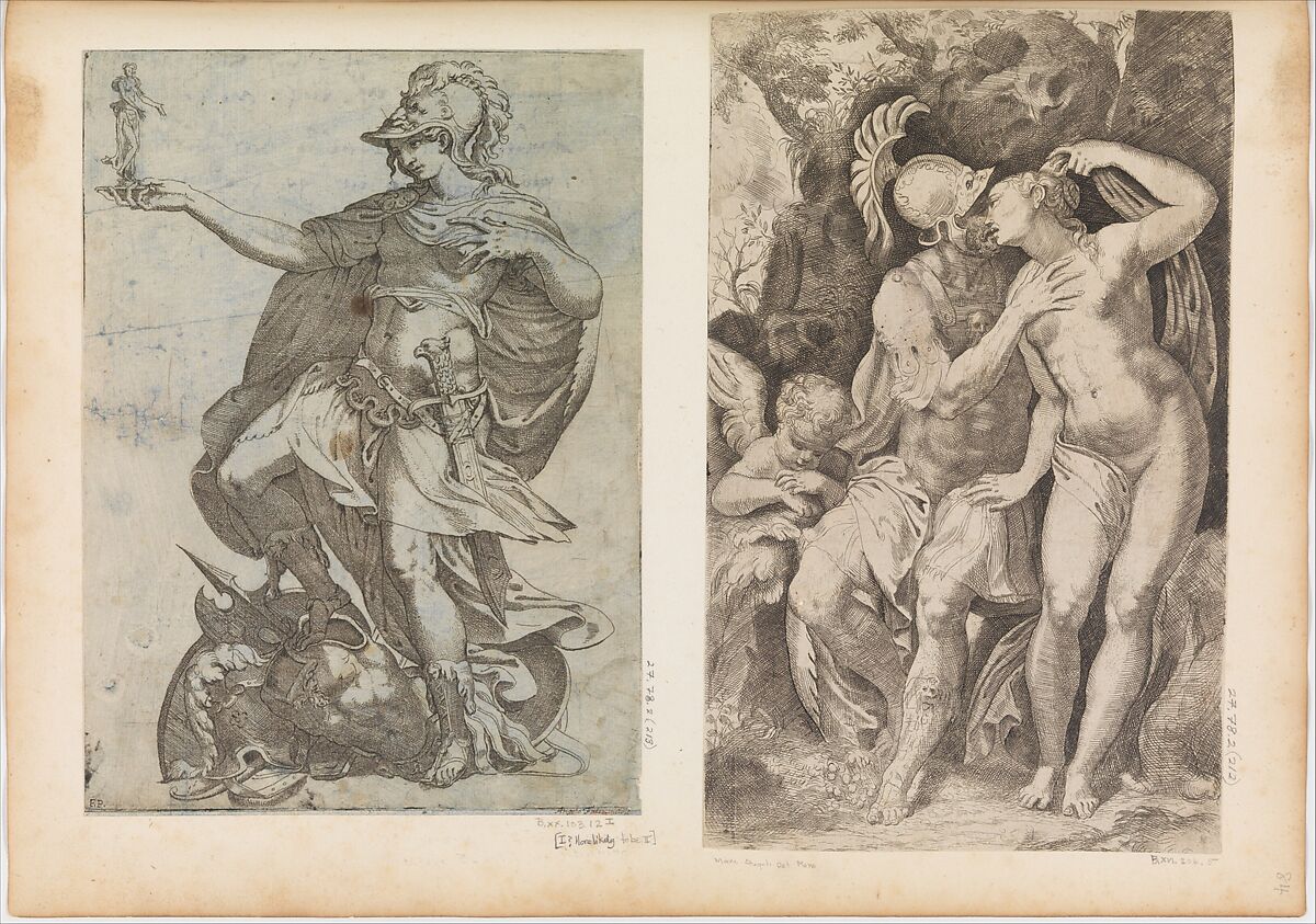 Mars and Venus, Engraved by Marco Angolo del Moro (Italian, Verona (?) ca. 1537–after 1586), Engraving 