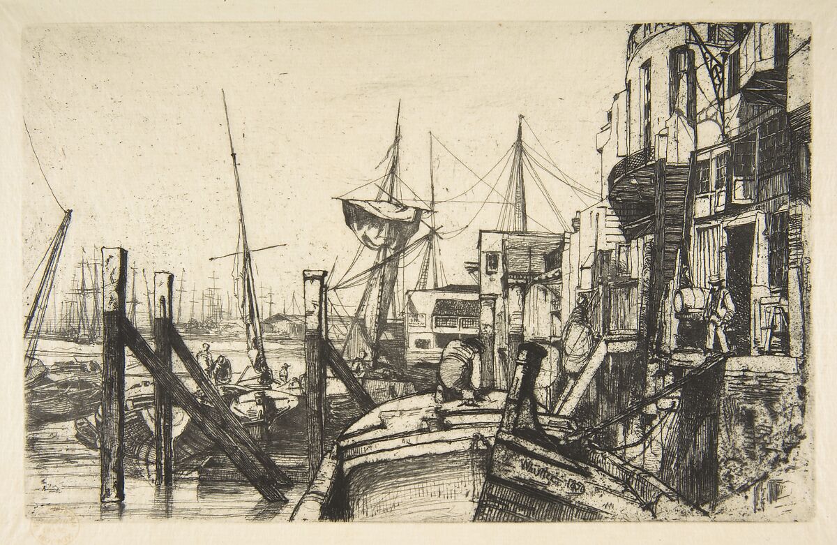 Limehouse, James McNeill Whistler (American, Lowell, Massachusetts 1834–1903 London), Etching and drypoint, printed in black ink on fine laid Japan paper; fifth state of six (Glasgow) 