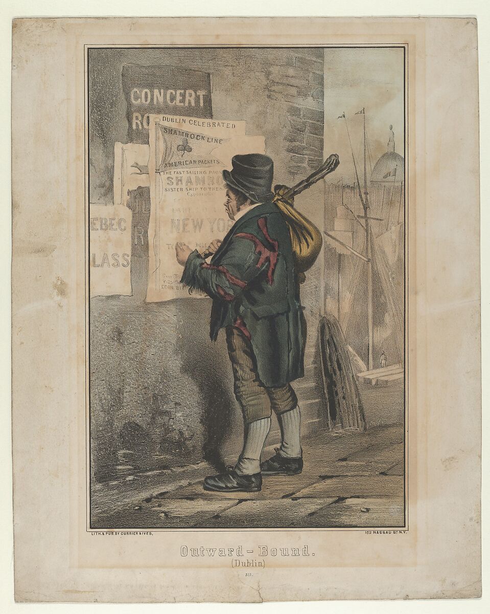 Outward Bound (Dublin), After Erskine Nicol (British, Leith, Scotland 1825–1904 Feltham, Middlesex), Hand-colored lithograph 