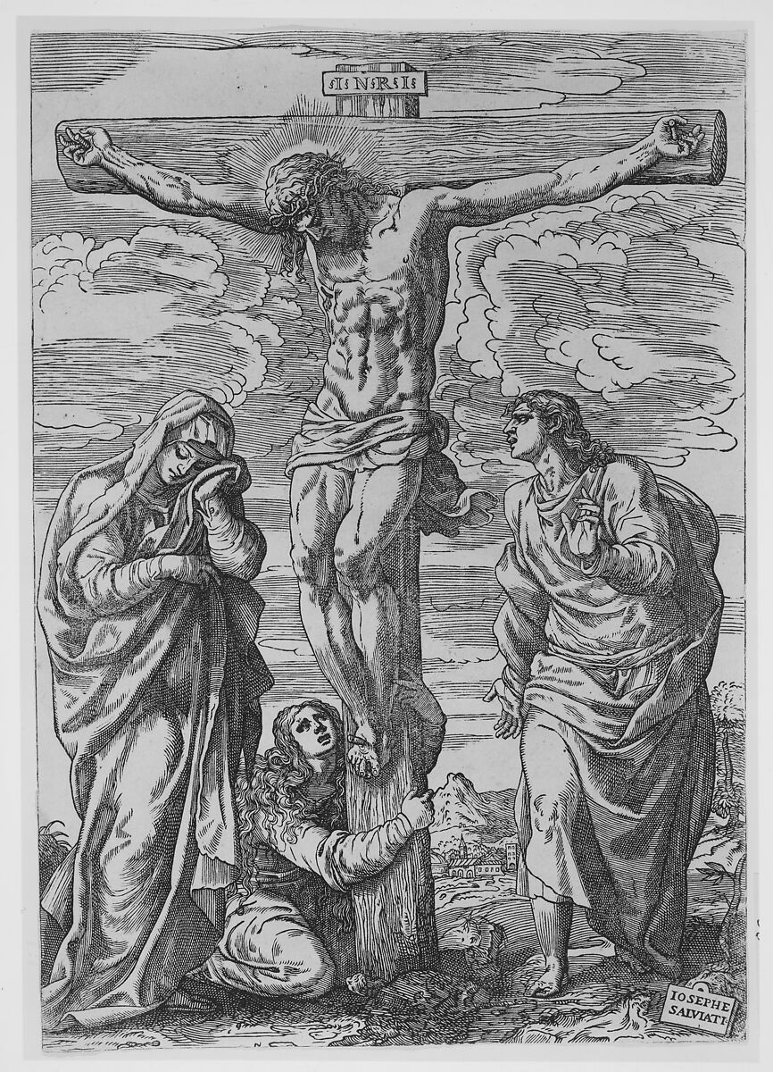 The Crucifixion, Giuseppe Salviati (Giuseppe Porta, called Il Salviati) (Italian, Castelnuovo di Garfagnana ca. 1520–ca. 1575 Venice), Woodcut 