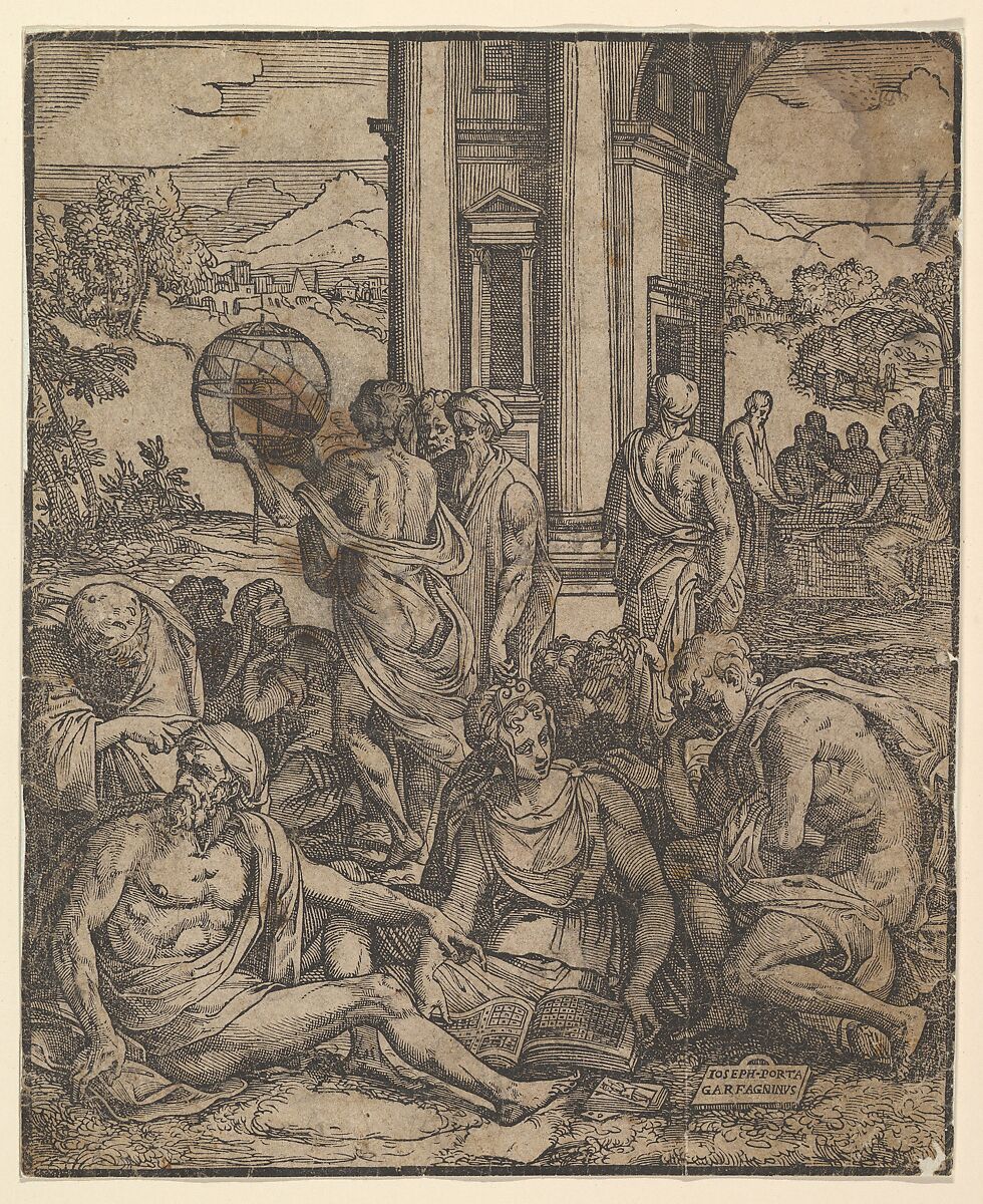 Frontispiece to "Le sorti di Francesco Marcolini da Forli intitolato Giardino di Pensieri", Giuseppe Salviati (Giuseppe Porta, called Il Salviati) (Italian, Castelnuovo di Garfagnana ca. 1520–ca. 1575 Venice), Woodcut 