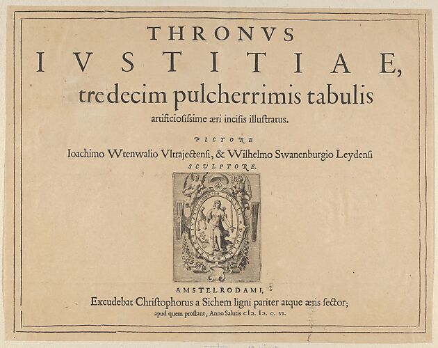 Typographic Title Page with a Vignette Depicting the Allegorical Figure of Justice, from 
