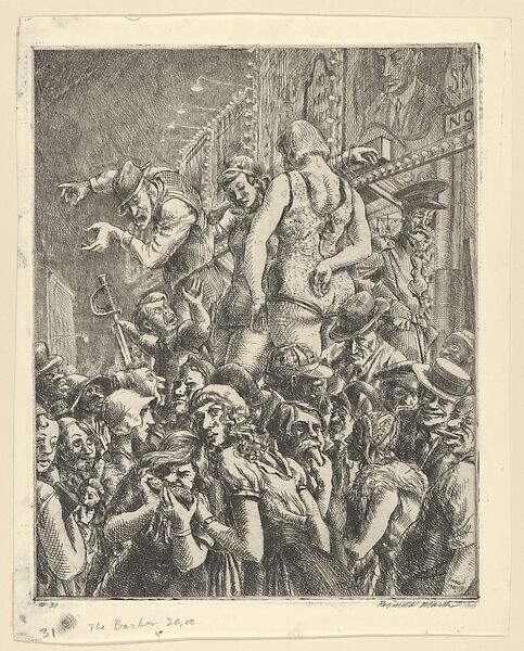 The Barker, Reginald Marsh (American, Paris 1898–1954 Dorset, Vermont), Etching and engraving 