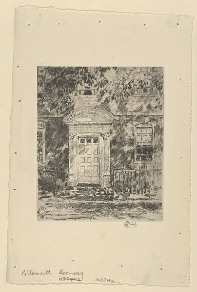 Portsmouth Doorway, Childe Hassam (American, Dorchester, Massachusetts 1859–1935 East Hampton, New York), Etching with plate tone 