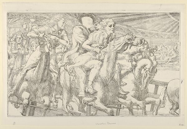 Wooden Horses, Reginald Marsh (American (born France), Paris 1898–1954 Dorset, Vermont), Etching 