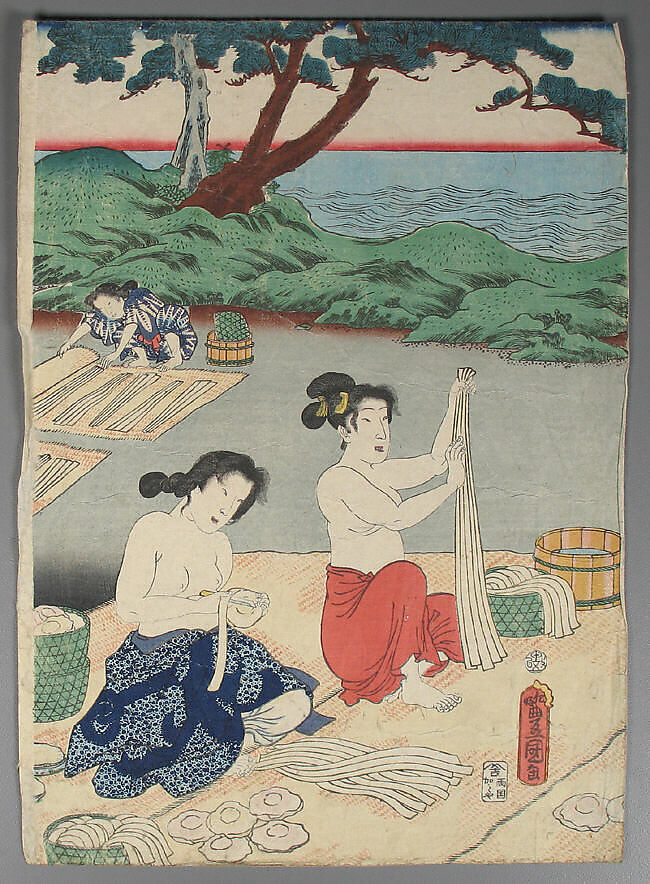 Bundle of Prints (Untitled), Woodblock print; ink and color on paper, Japan