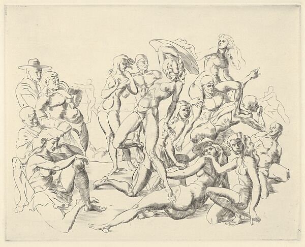 Coney Island Beach, Reginald Marsh (American, Paris 1898–1954 Dorset, Vermont), Engraving 