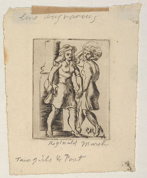 Two Girls, Reginald Marsh (American, Paris 1898–1954 Dorset, Vermont), Engraving 