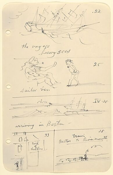 Sketches for The Story of a Bad Boy, Reginald Marsh (American, Paris 1898–1954 Dorset, Vermont), Pen and black ink 