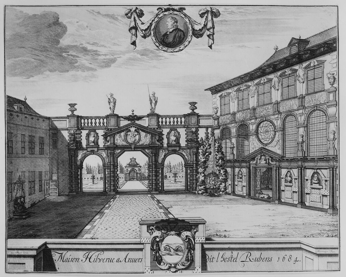 View of the Rubenshuis in Antwerp, Jacobus Harrewijn (Dutch, 1660–after 1732), Engraving 