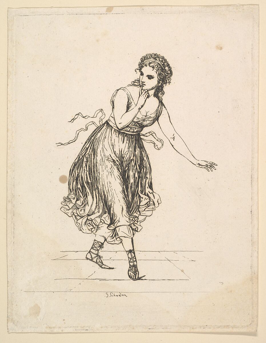 Woman Alone, from the series The Dancing Pair Vigano, Johann Gottfried Schadow (German, Berlin 1764–1850 Berlin), Etching 