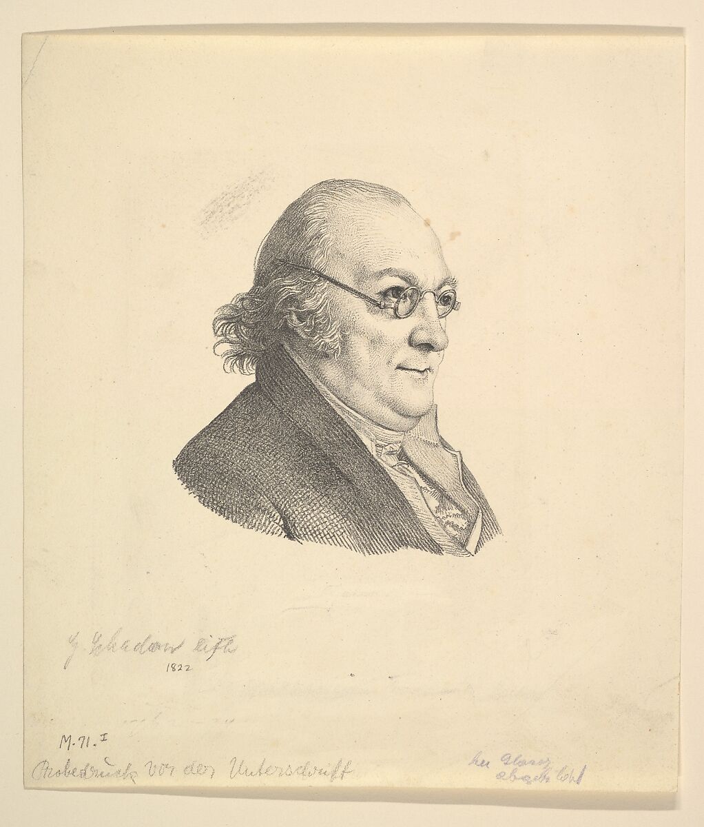 Portrait of Siegmund Wilhelm Wohlbruck (1762-1834), Johann Gottfried Schadow (German, Berlin 1764–1850 Berlin), Lithograph; first state 