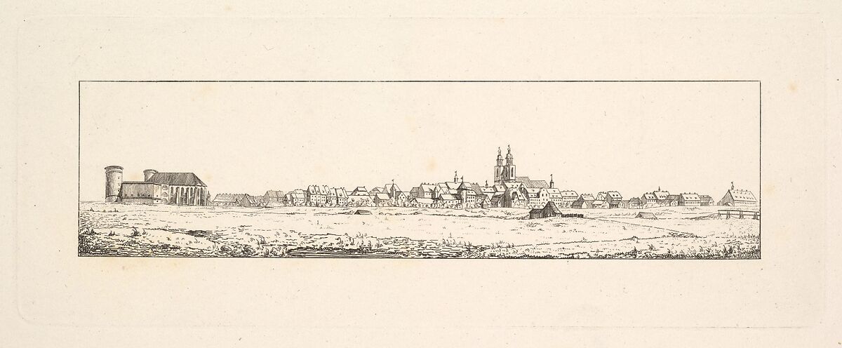 View of an Old Town with a Church and High Gabled Houses, Johann Gottfried Schadow (German, Berlin 1764–1850 Berlin), Etching 