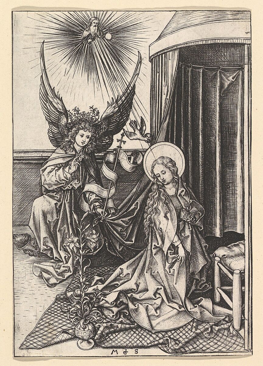The Annunciation, Martin Schongauer (German, Colmar ca. 1435/50–1491 Breisach), Engraving 