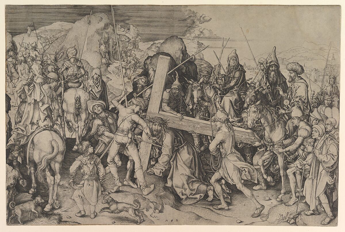 Christ Carrying the Cross, Martin Schongauer (German, Colmar ca. 1435/50–1491 Breisach), Engraving 