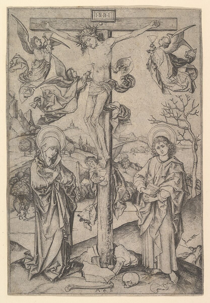 The Crucifixion with Four Angels, Martin Schongauer (German, Colmar ca. 1435/50–1491 Breisach), Engraving 