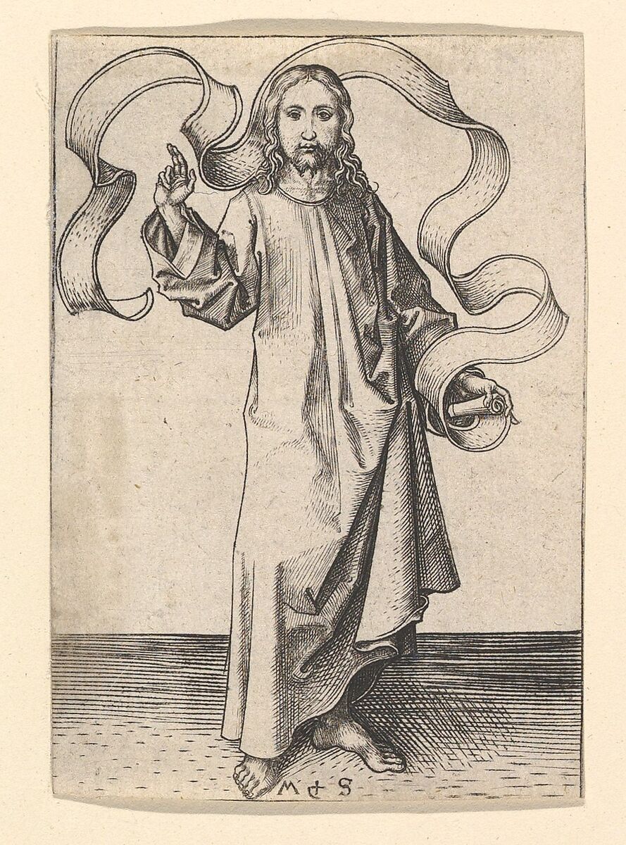 Christ in an Attitude of Benediction, Martin Schongauer (German, Colmar ca. 1435/50–1491 Breisach), Engraving 