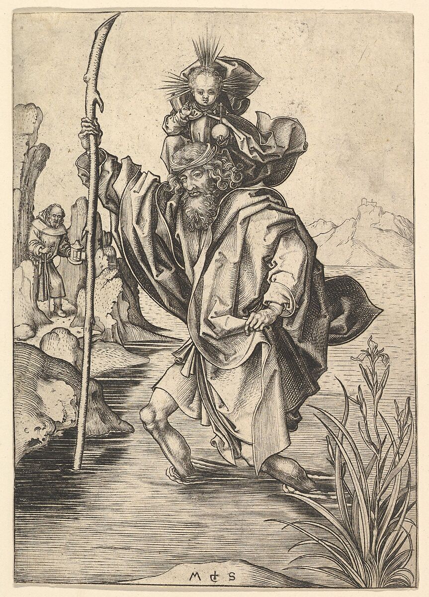 St. Christopher, Martin Schongauer (German, Colmar ca. 1435/50–1491 Breisach), Engraving 