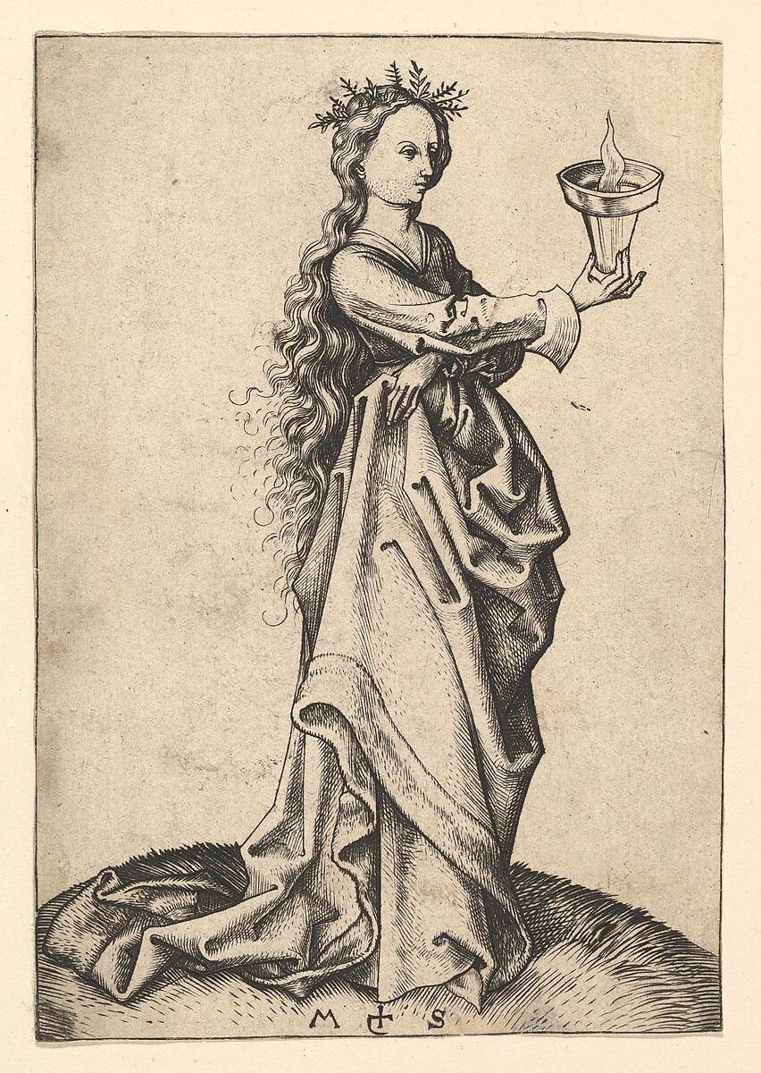 The Third Wise Virgin, Martin Schongauer (German, Colmar ca. 1435/50–1491 Breisach), Engraving 