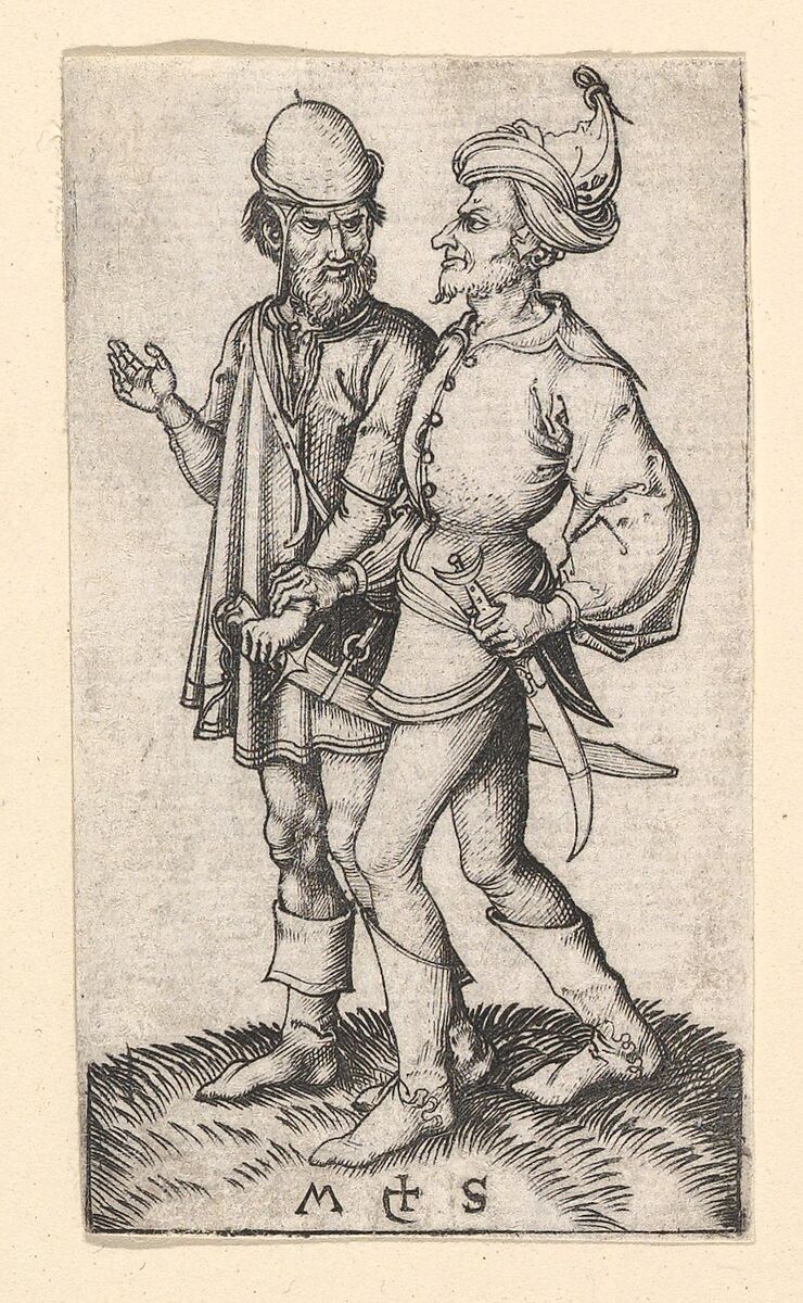 Two Turks, Martin Schongauer (German, Colmar ca. 1435/50–1491 Breisach), Engraving 