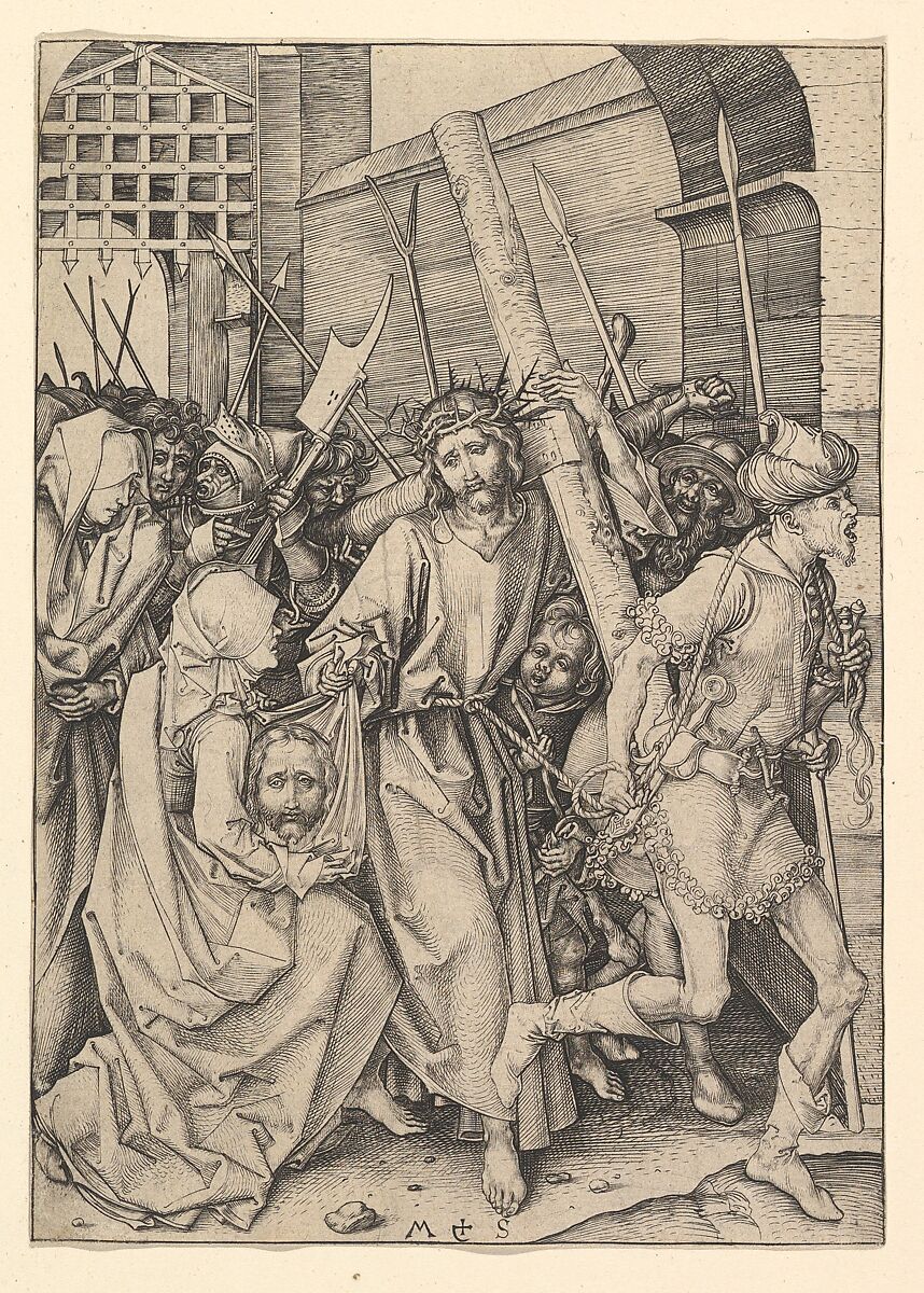 Christ Carrying the Cross, Martin Schongauer (German, Colmar ca. 1435/50–1491 Breisach), Engraving 