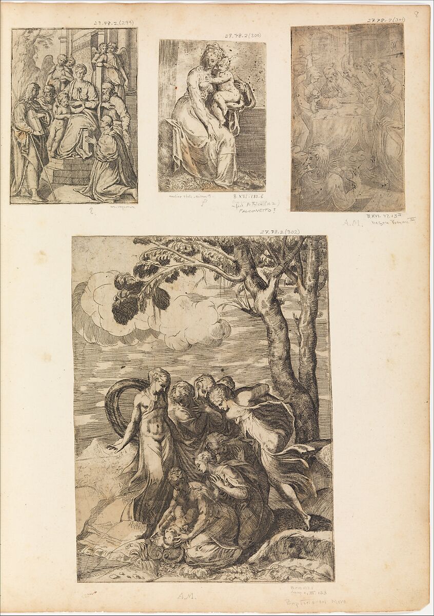 Moses Rescued from the Nile, Battista Angolo del Moro (Italian, Verona ca. 1515–ca. 1573 Murano), Etching