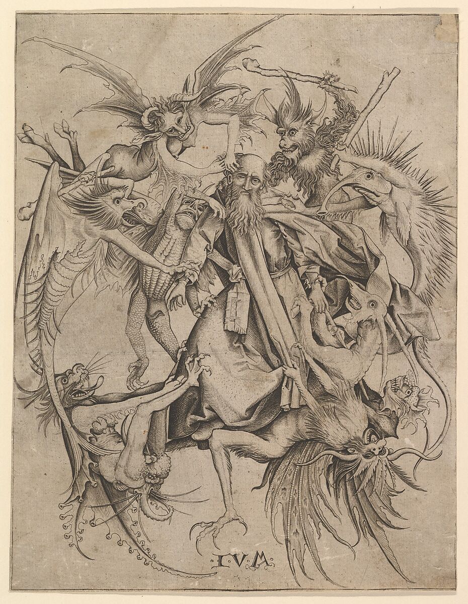 Saint Anthony Tormented by Demons, Engraved by Master FVB (Netherlandish, active ca. 1475–1500), Engraving; second state 