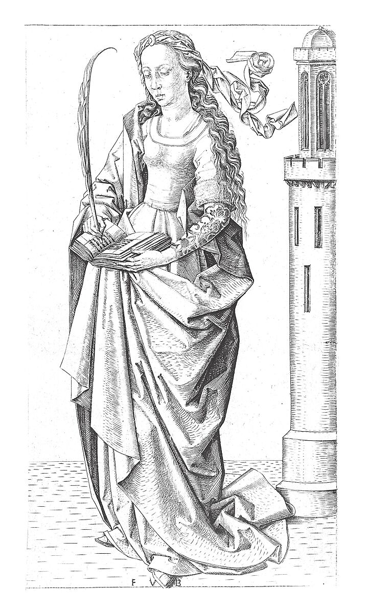 St. Barbara, Master FVB  Netherlandish, Engraving