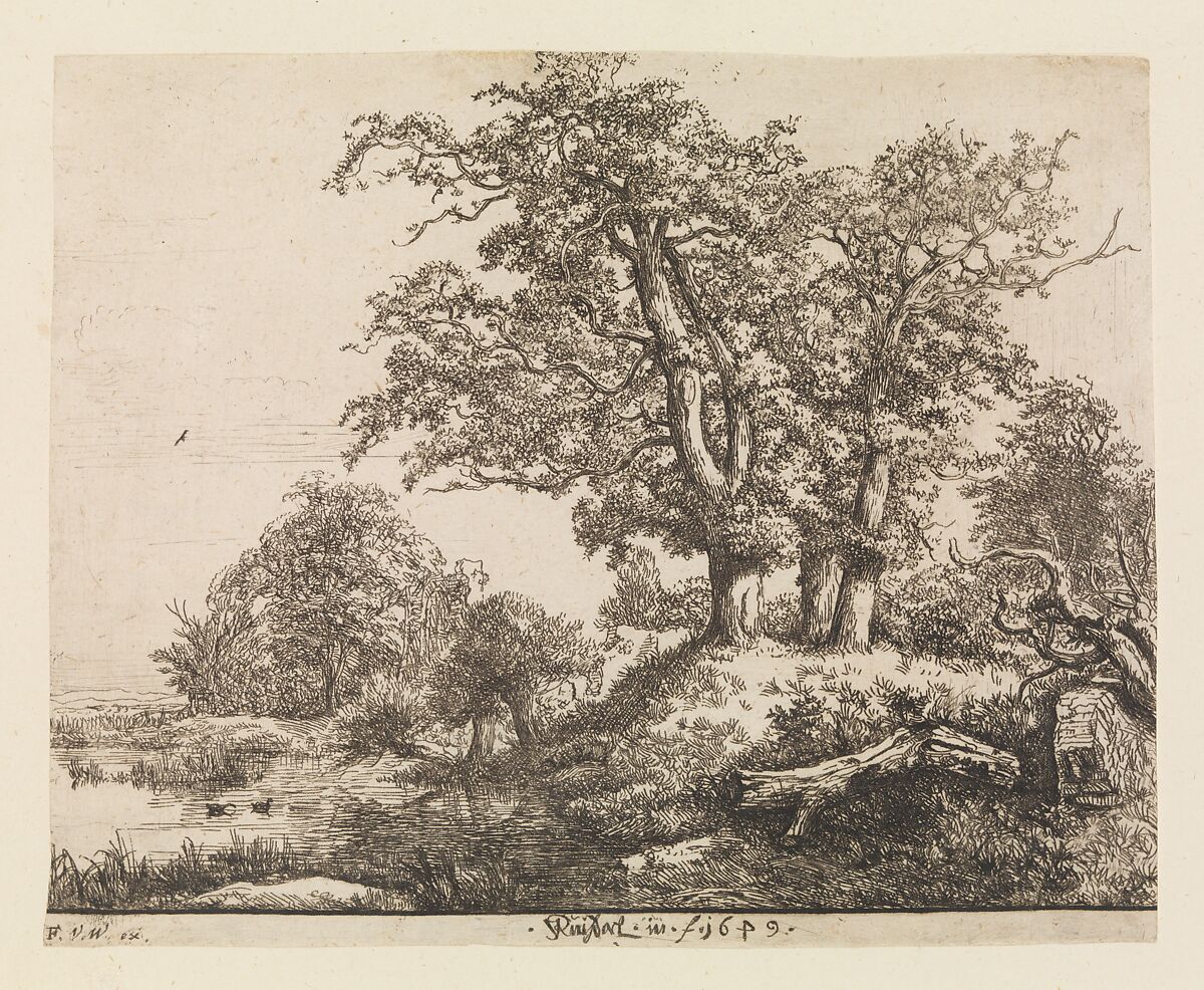 The Three Oaks, Jacob van Ruisdael (Dutch, Haarlem 1628/29–1682 Amsterdam), Etching; second state 