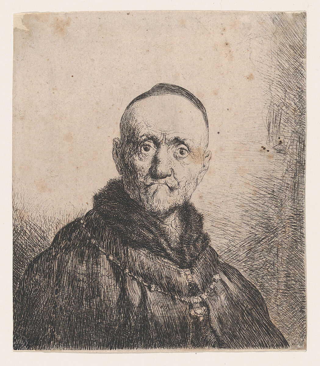 Bust of an Old Man, Frontal, Jan Lievens (Dutch, Leiden 1607–1674 Amsterdam), Etching; first state 