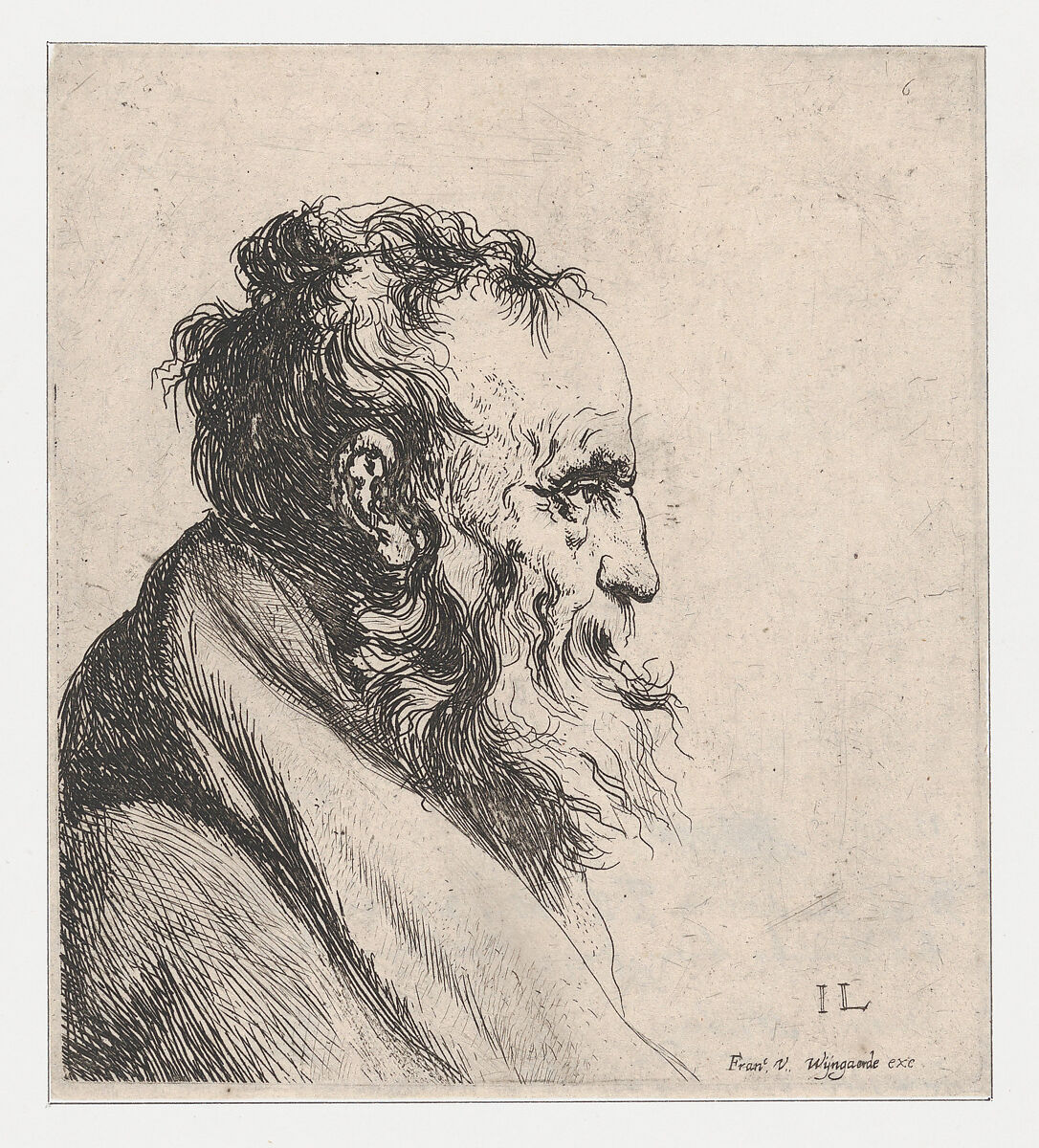 Bust of an Old Man, Jan Lievens (Dutch, Leiden 1607–1674 Amsterdam), Etching; third state 