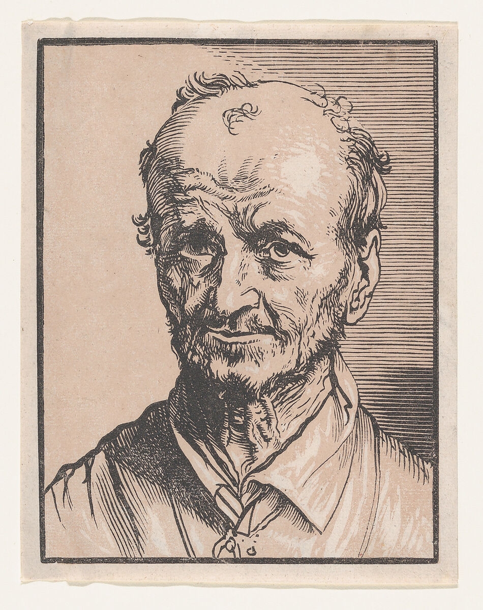 Bust of a Man, Jan Lievens (Dutch, Leiden 1607–1674 Amsterdam), Chiaroscuro woodcut 