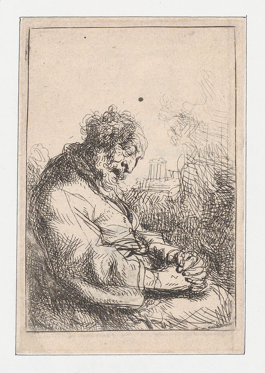 Sleeping Man, Jan Lievens (Dutch, Leiden 1607–1674 Amsterdam), Etching; second state of three 