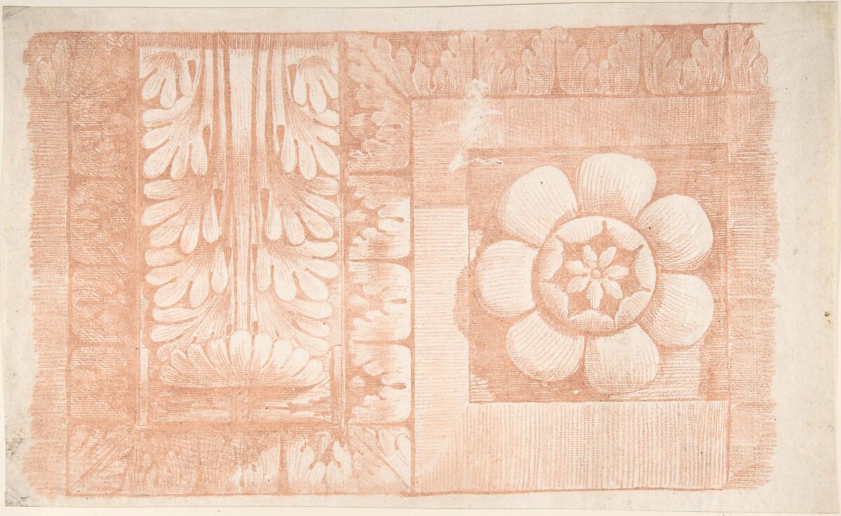 Classical Molding with Floral Elements, Attributed to Thomas Hardwick (British, London 1752–1829 London), Red chalk 