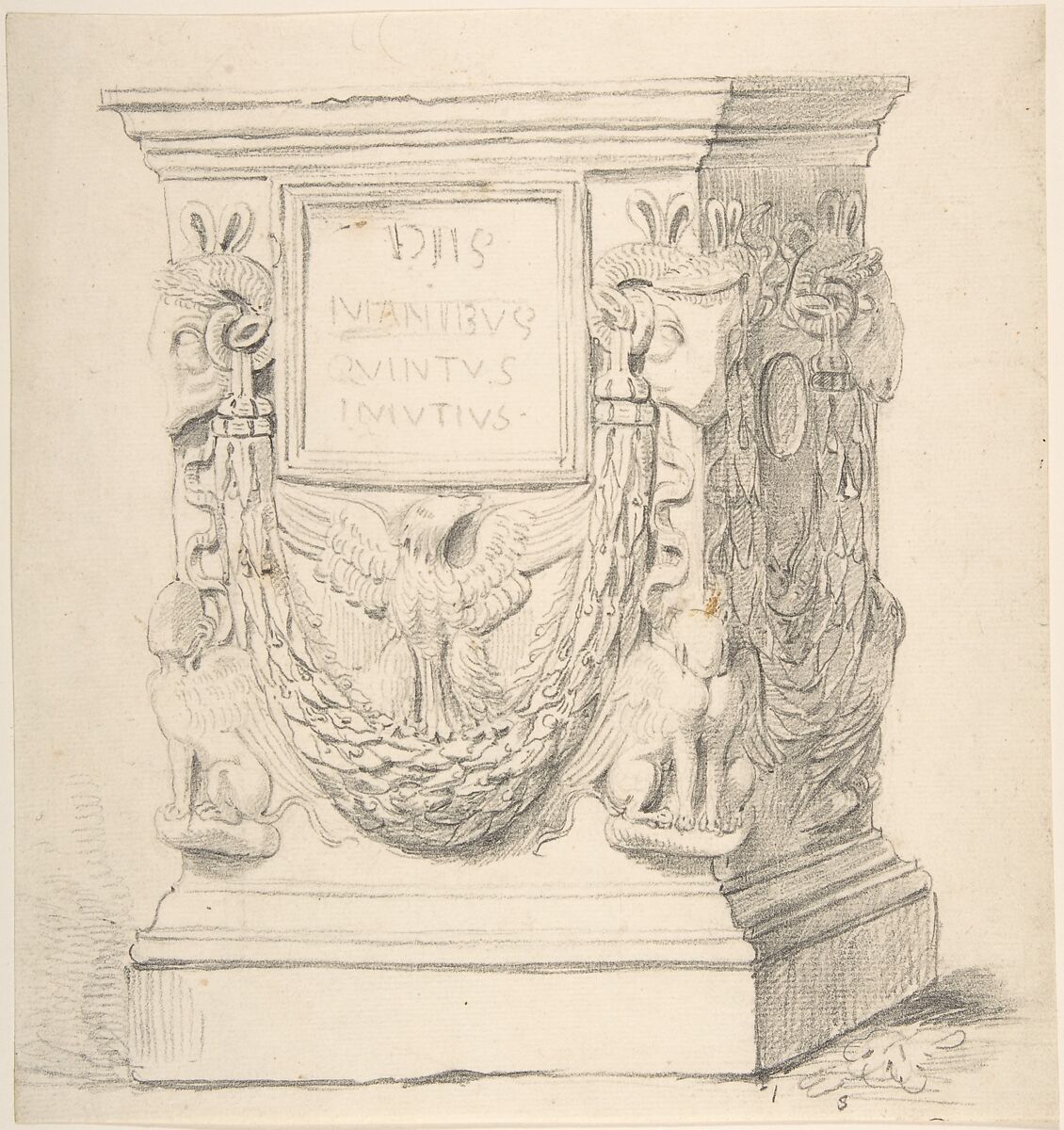 Sketch of a Classical Pedestal, Attributed to Thomas Hardwick (British, London 1752–1829 London), Graphite 