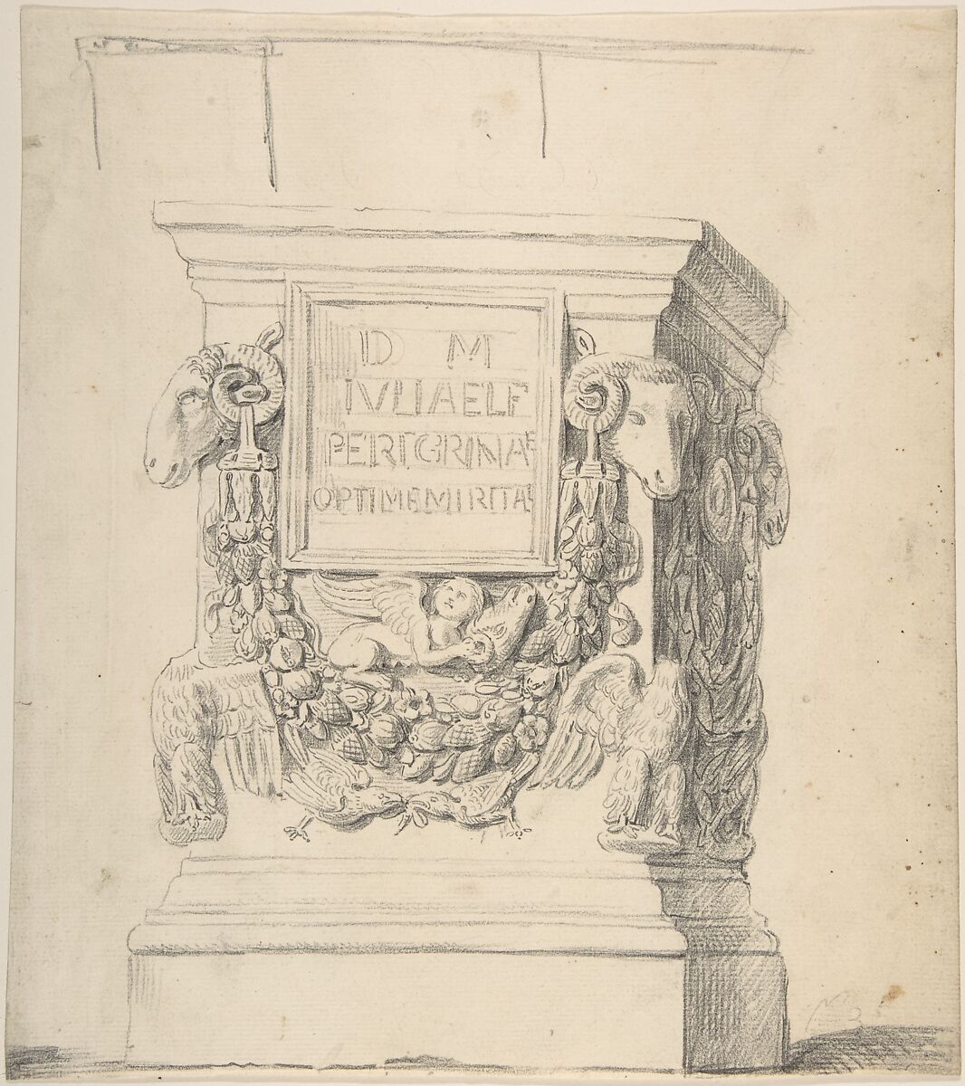 Sketch of a Classical Pedestal, Attributed to Thomas Hardwick (British, London 1752–1829 London), Graphite 