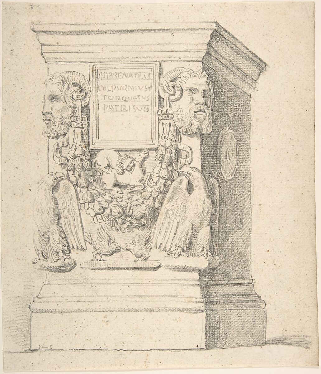 Sketch of a Classical Pedestal, Attributed to Thomas Hardwick (British, London 1752–1829 London), Graphite 