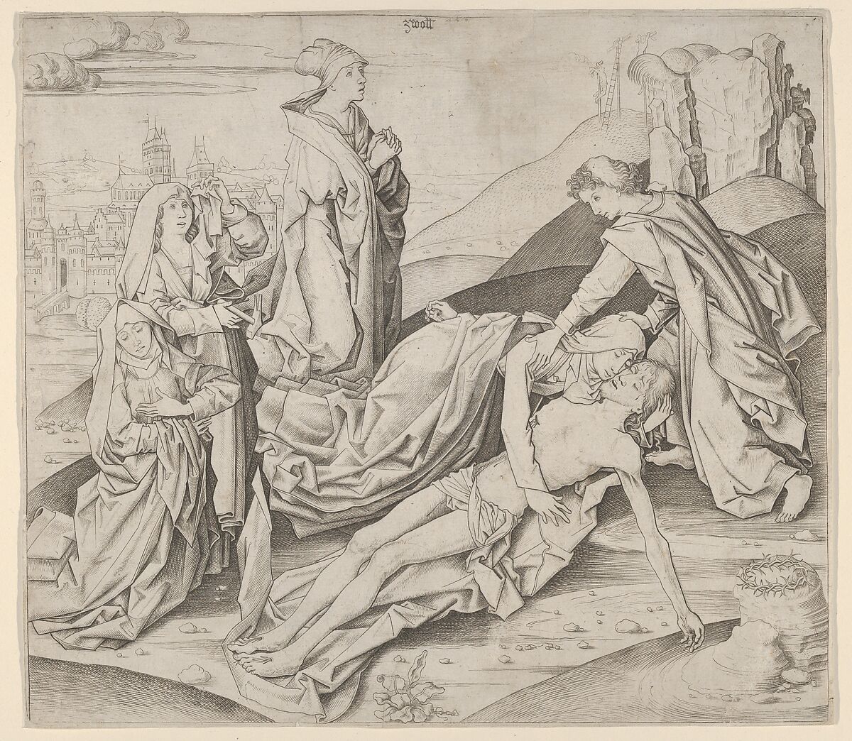 The Lamentation, Master IAM of Zwolle (Netherlandish, active ca. 1470–95), Engraving 