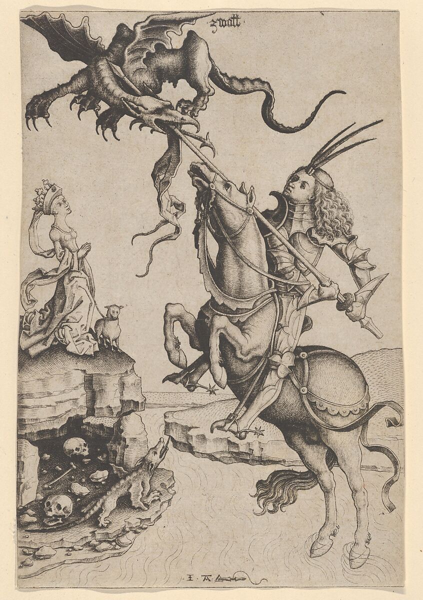 St. George, Master IAM of Zwolle  Netherlandish, Engraving