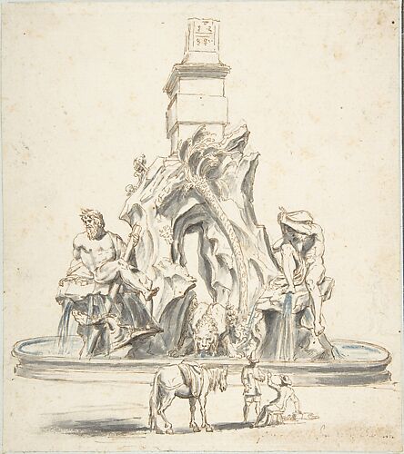 Bernini's Fountain of the Four Rivers in Piazza Navona, Rome