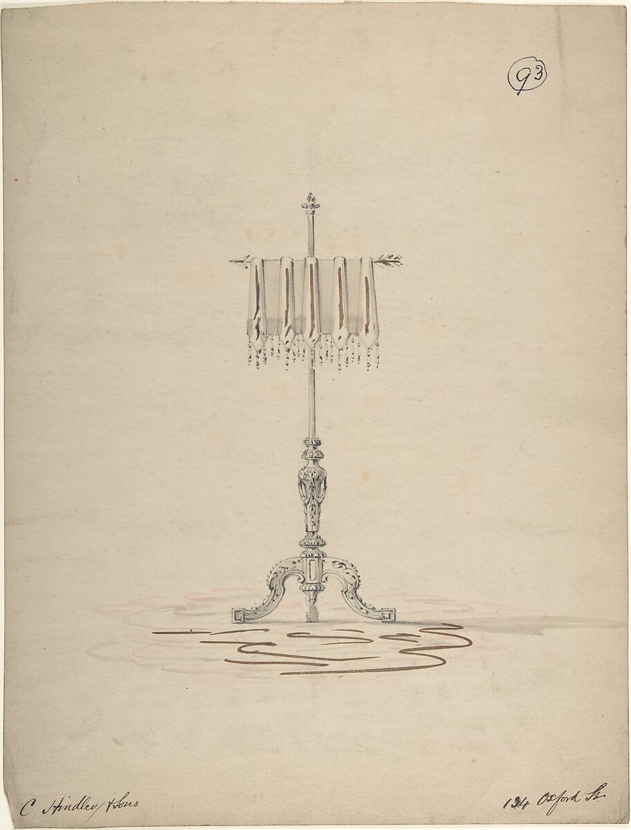 Design, Charles Hindley and Sons (British, London 1841–1917 London), Graphite and watercolor 